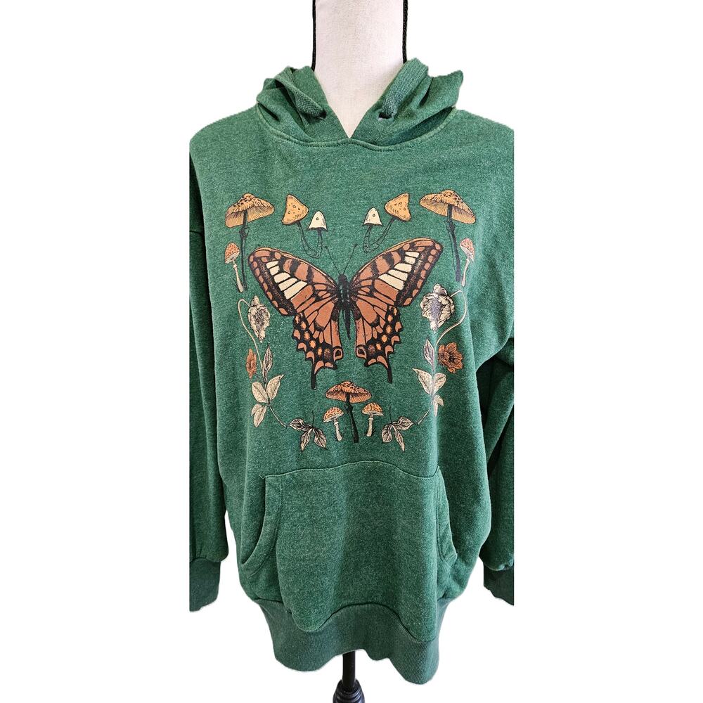 No Boundaries Junior's Medium (7/8) Green Butterfly Hoodie